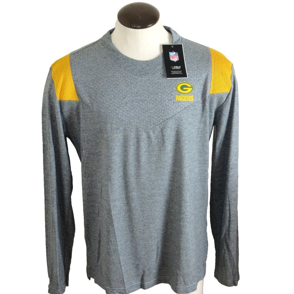 Nike Men's NFL Green Bay Packers DRI-FIT On Field Long Sleeve Shirt Grey NWT